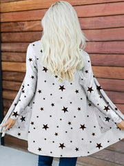 Star Print Open Front Cardigan