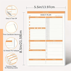 Daily Planner Notepad Hourly Schedule To Do List Appointments Meals Water Intake