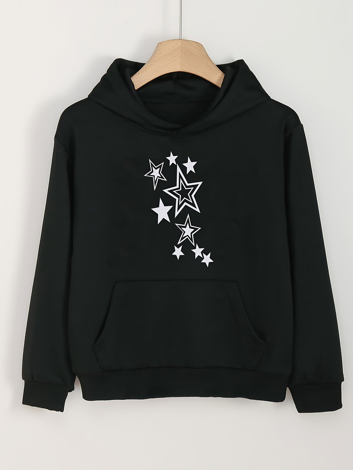 Girls Cartoon Stars Pattern Hooded Sweatshirt