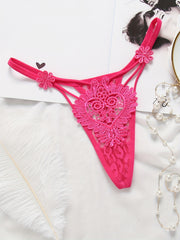Floral Embroidery Thongs Sheer Intimates Panties