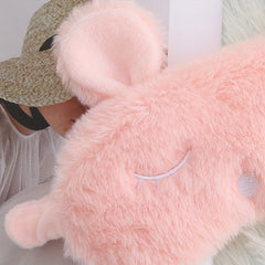 Rabbit Plush Embroidered Letters Eye Mask, Comfortable Strap