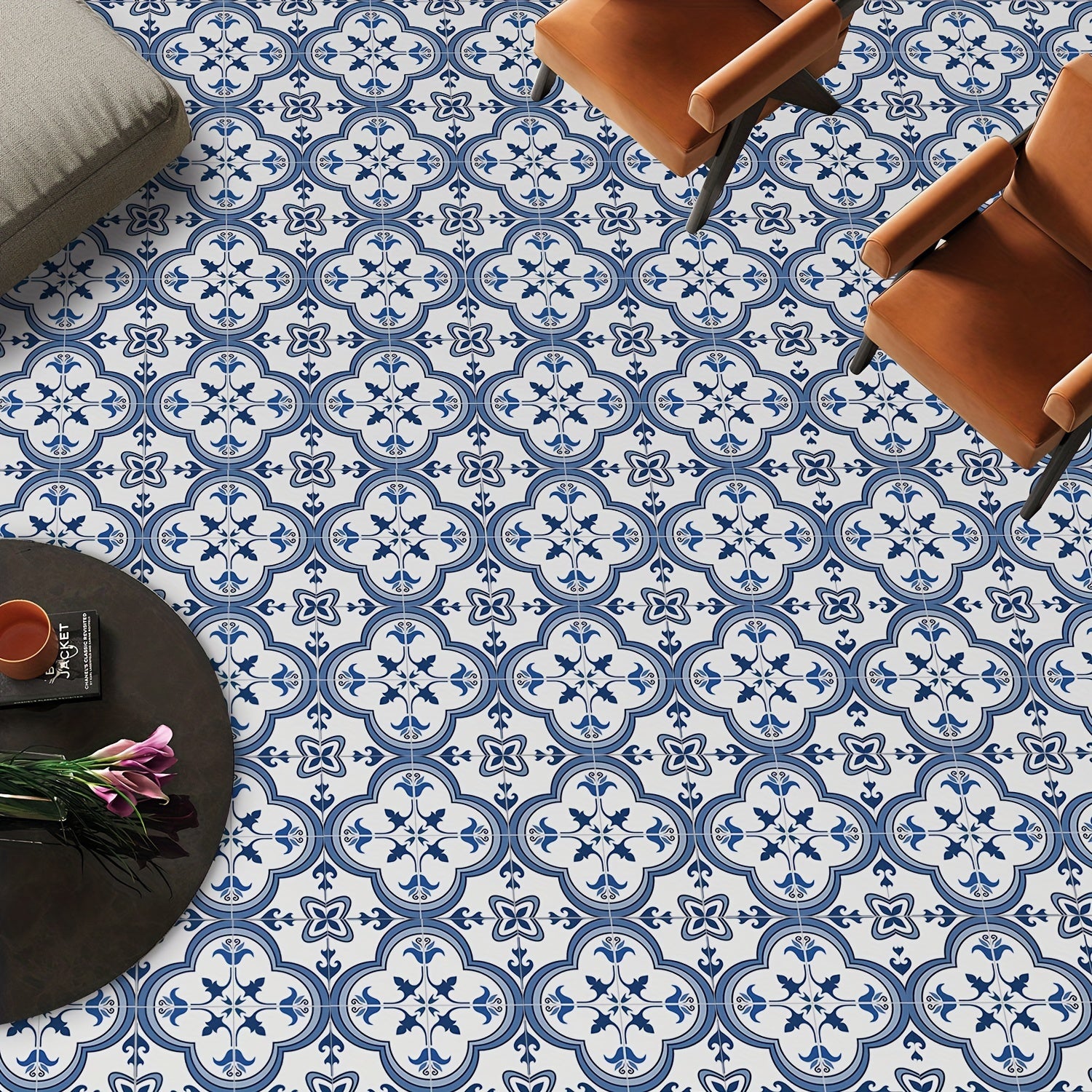 Moroccan Peel And Stick Floor Tile 0.7mm Thickness