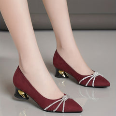 Women's Chunky Heel Pumps Pointed Toe Stylish Shoes