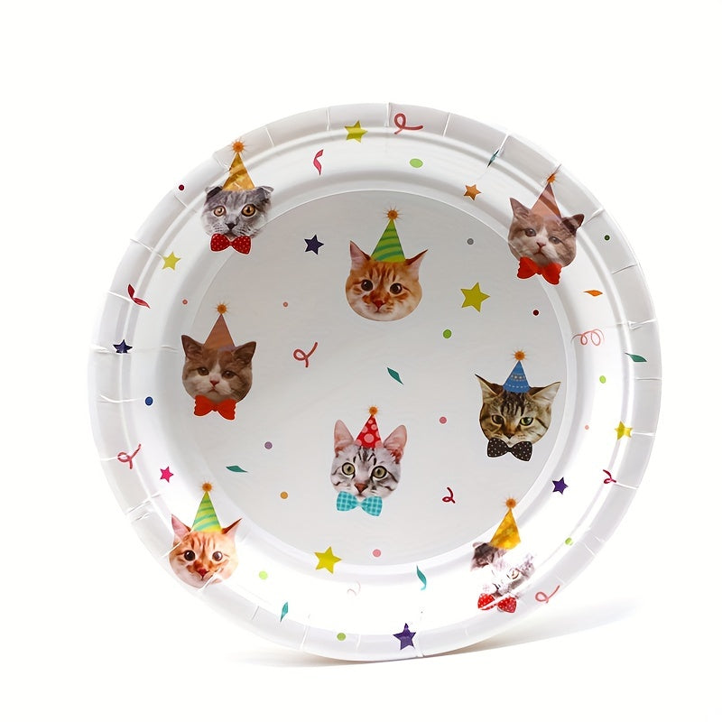 Cat Birthday Party Supplies Plates and Napkins Set