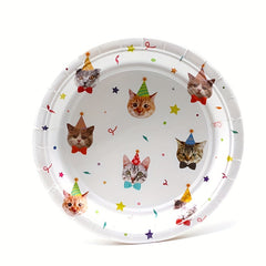 Cat Birthday Party Supplies Plates and Napkins Set
