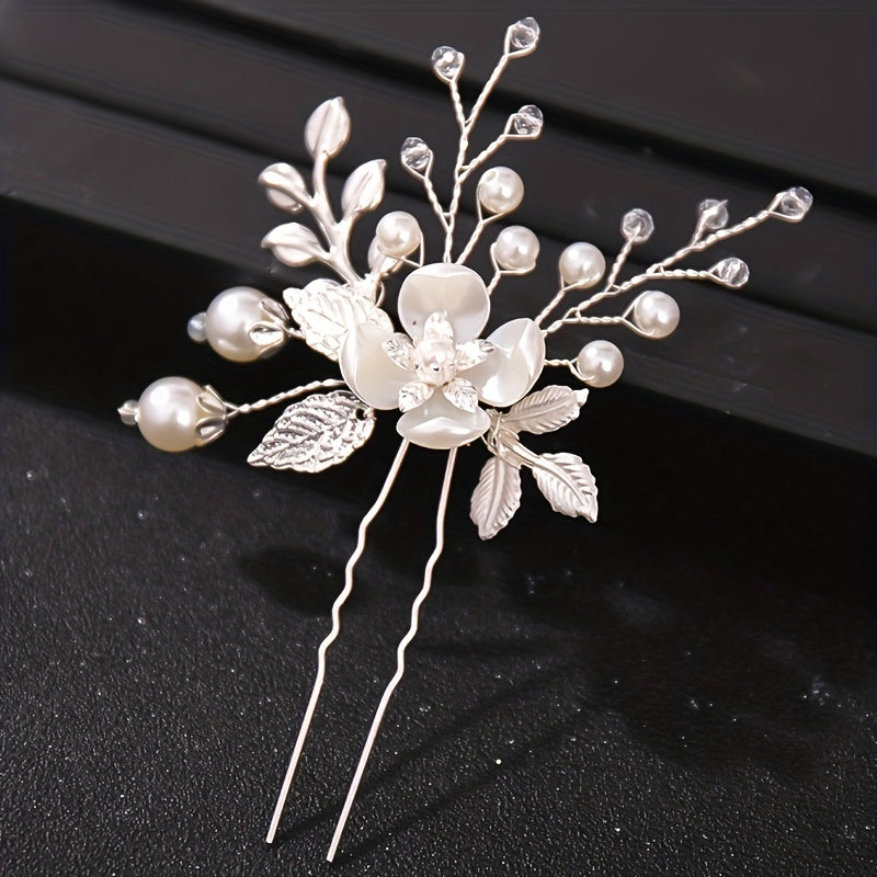 Crystal Faux Pearl Hair Pins Wedding Hair Accessories