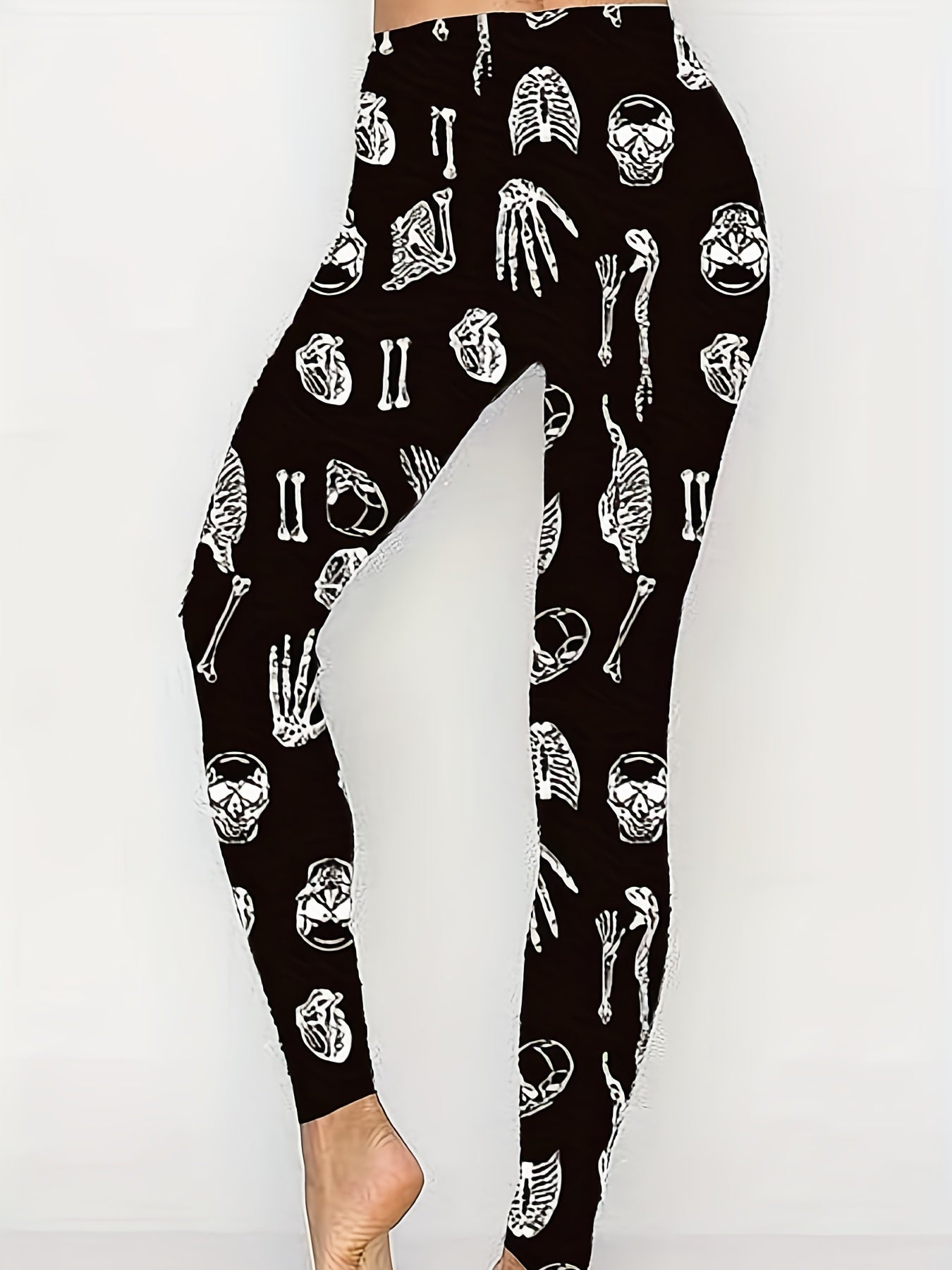 Halloween Sports Leggings Women's Plus Skull Print Yoga Pants