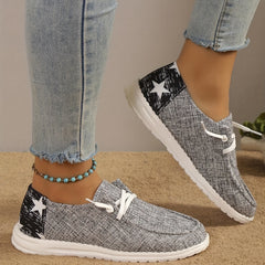 Women's Casual Canvas Shoes Star Pattern Low Top Slip On Sneakers