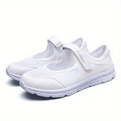 Women's Backless Mesh Walking Shoes Hook & Loop Fastener Flat Shoes