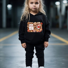 Girls 2pc Cartoon Hooded Sweatshirt and Sweatpants Set