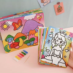 Kids Sand Art Craft Kit with Colored Sand & 10 Painting Cards