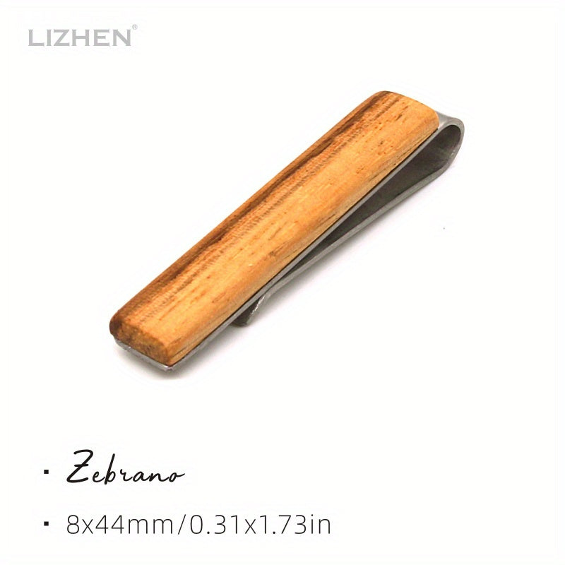 Men's Tie Clip Natural Wood Minimalist Style Business
