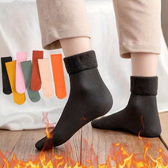 5 Pairs Winter Warm Socks Thick Snow Socks Solid Thermal Unisex Cold Weather