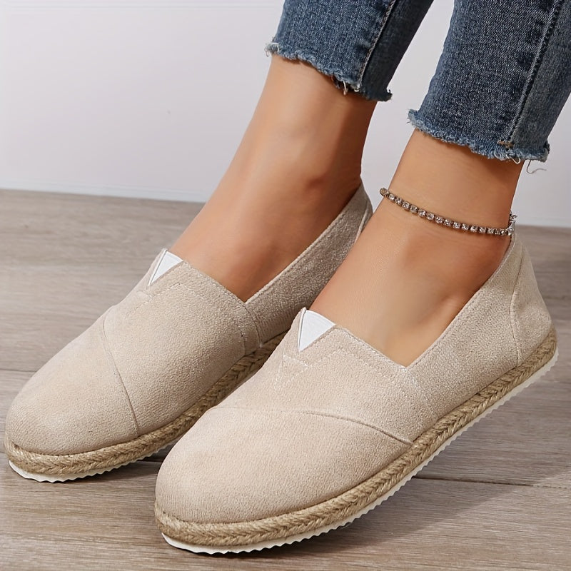 Women's Solid Flat Slip On Round Toe Espadrilles Casual Outdoor Shoes