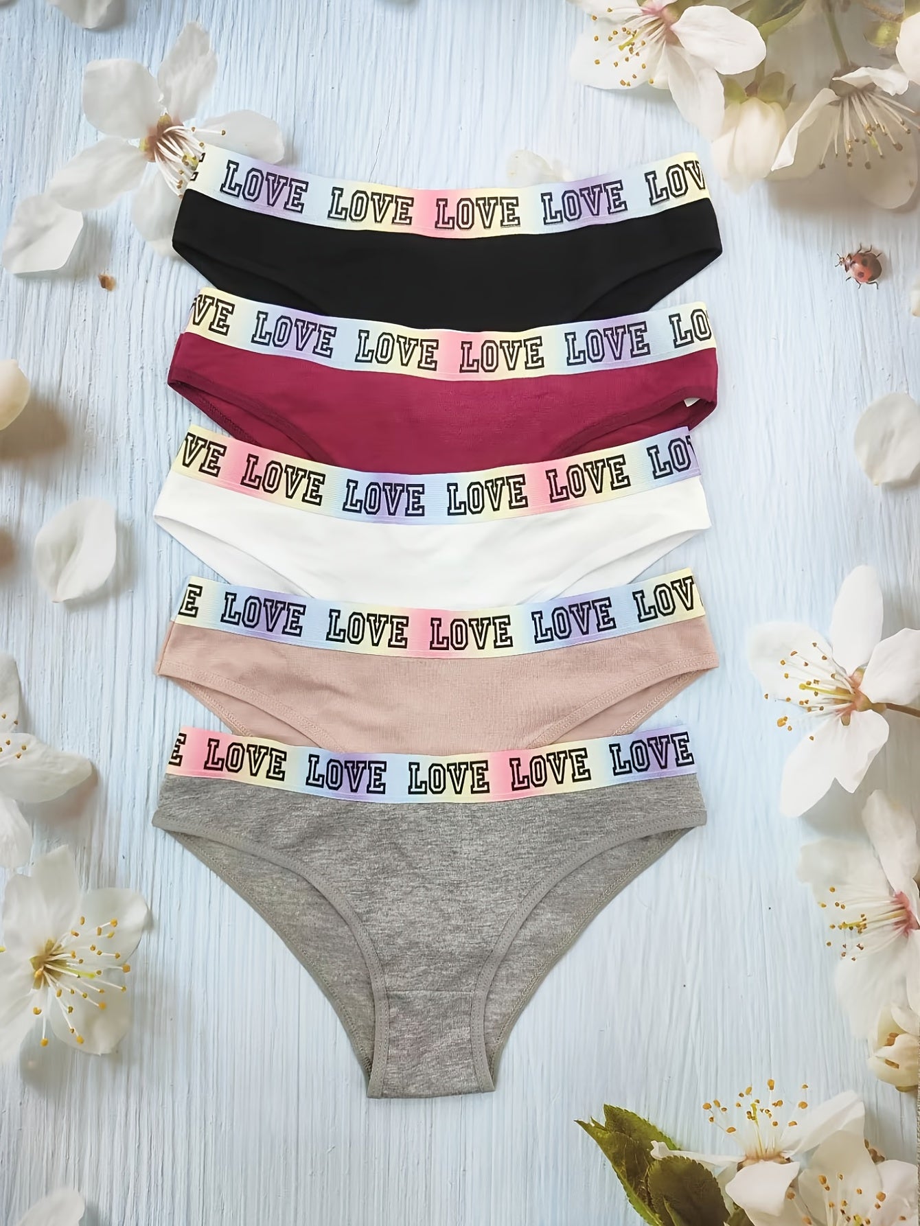 5pcs Letter Print Briefs Comfy & Breathable Intimates Women's Underwear