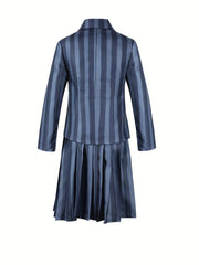 Girls School Uniform Dress Cosplay Costume Striped Coat Dress Sweater