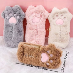 Adorable Cat Claw Pen Bag Plush Large Capacity Stationery for Students