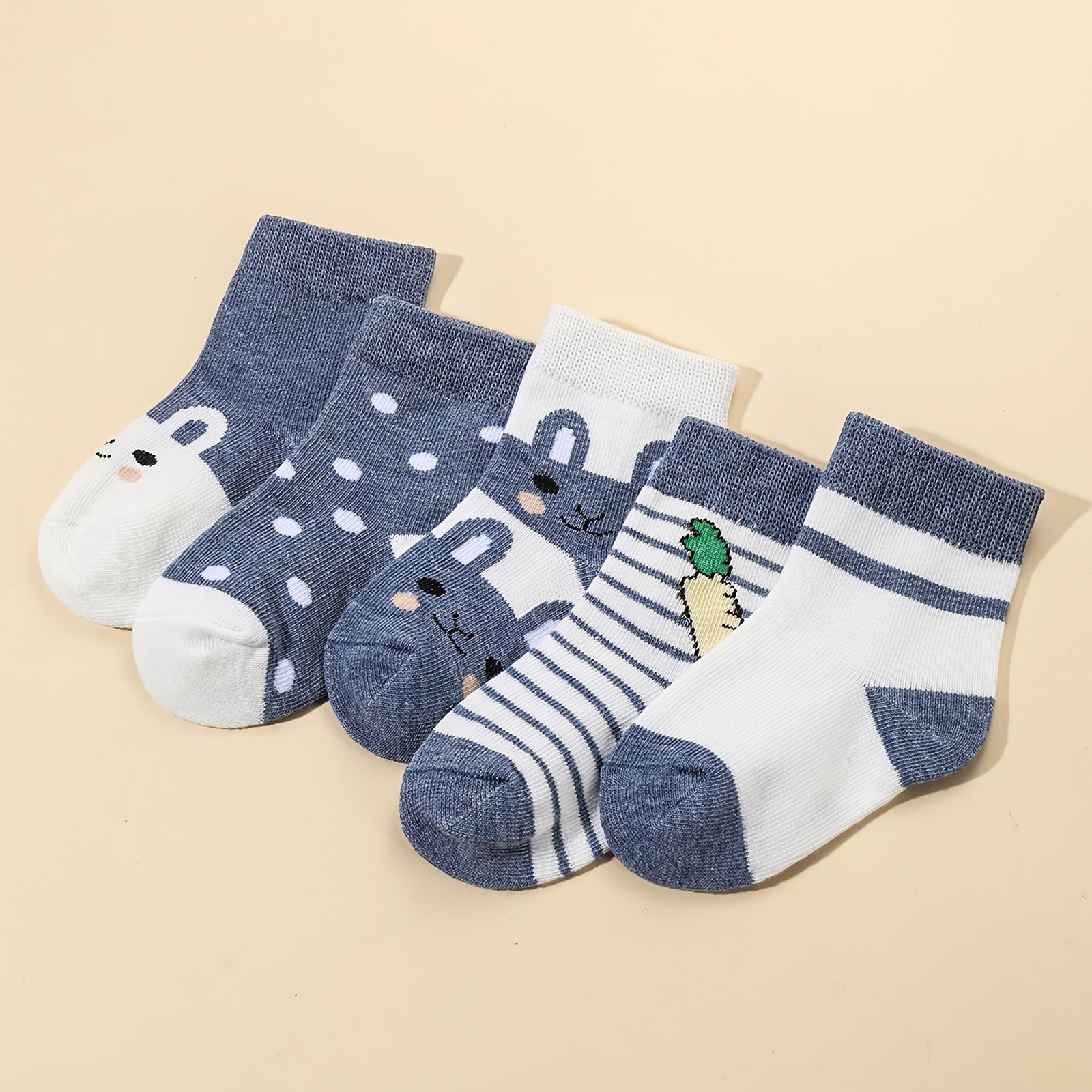 5 Pairs Baby Boys Bunny Socks for Infant Newborn Toddlers