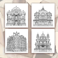 Deluxe Architectural Coloring Book Stress Relief Art for Adults & Teens
