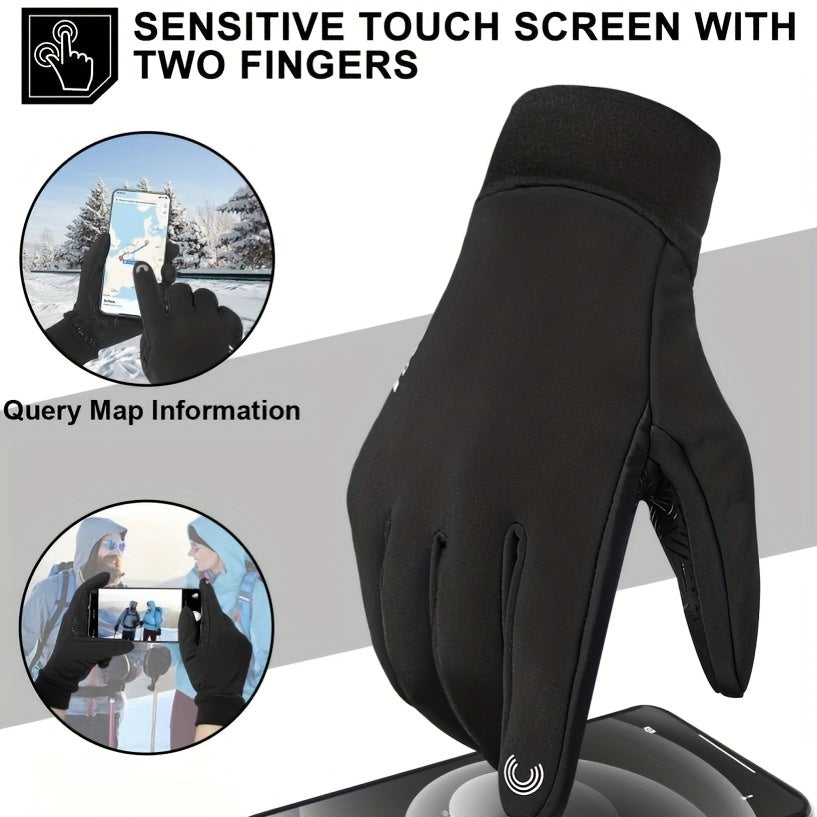 Windproof Waterproof Cycling Gloves Touch Screen Reflective Strip