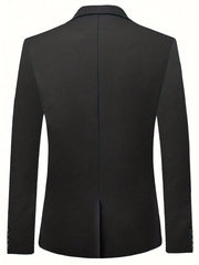 Men's Double Breasted Blazer Solid Lapel Suit Jacket