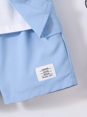 Boys Pockets Outfit Set - Comfy Shirts & Shorts for Summer