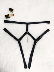 Hollow Out Ring Linked Panties Sheer Faux Pearl Pendant