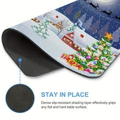 Christmas Mouse Pad Snowman Santa Claus Silhouette Rubber 20x24