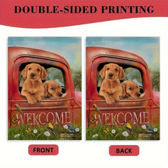 Welcome Spring Dog Garden Flag - Outdoor Decor