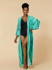 Boho Plus Tie Dye Striped Belted Cover Up
