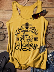 Bee Print Tank Top Summer Sleeveless Casual Women's Clothing