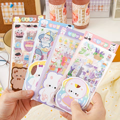 10pcs Cartoon Bunny Stickers Waterproof PET Deco Sticker Pack