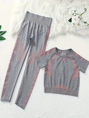 Sports Yoga Set Quick Drying Crop Top & High Waist Leggings