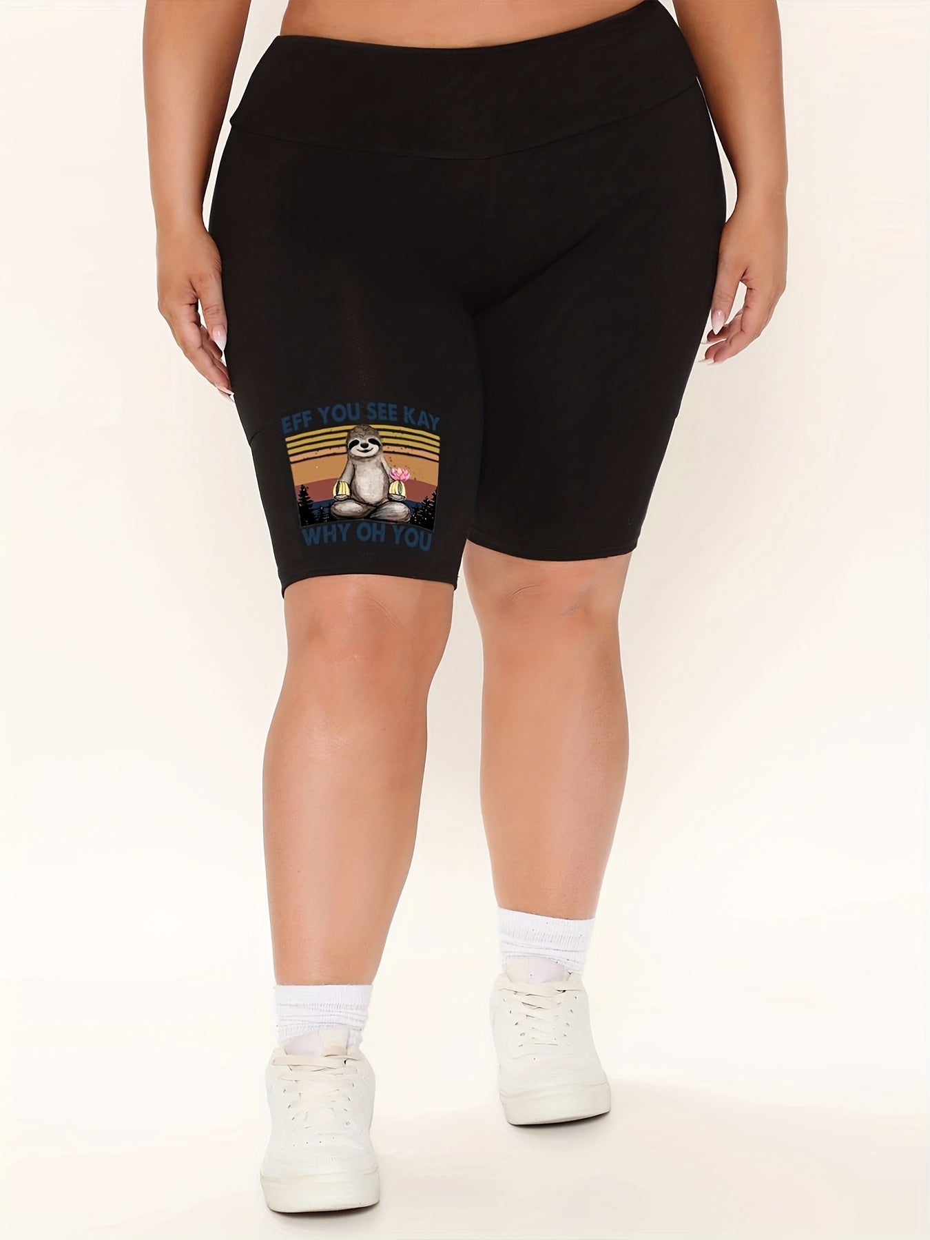 Sloth Print High Rise Biker Shorts