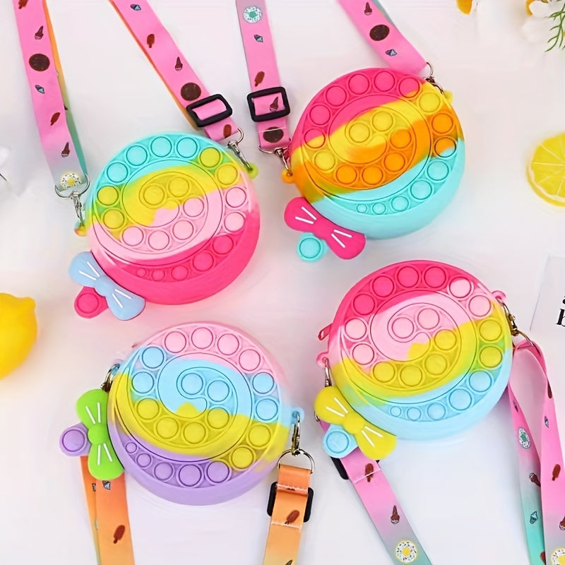 Kids Cartoon Lollipop Silicone Crossbody Bag Toy