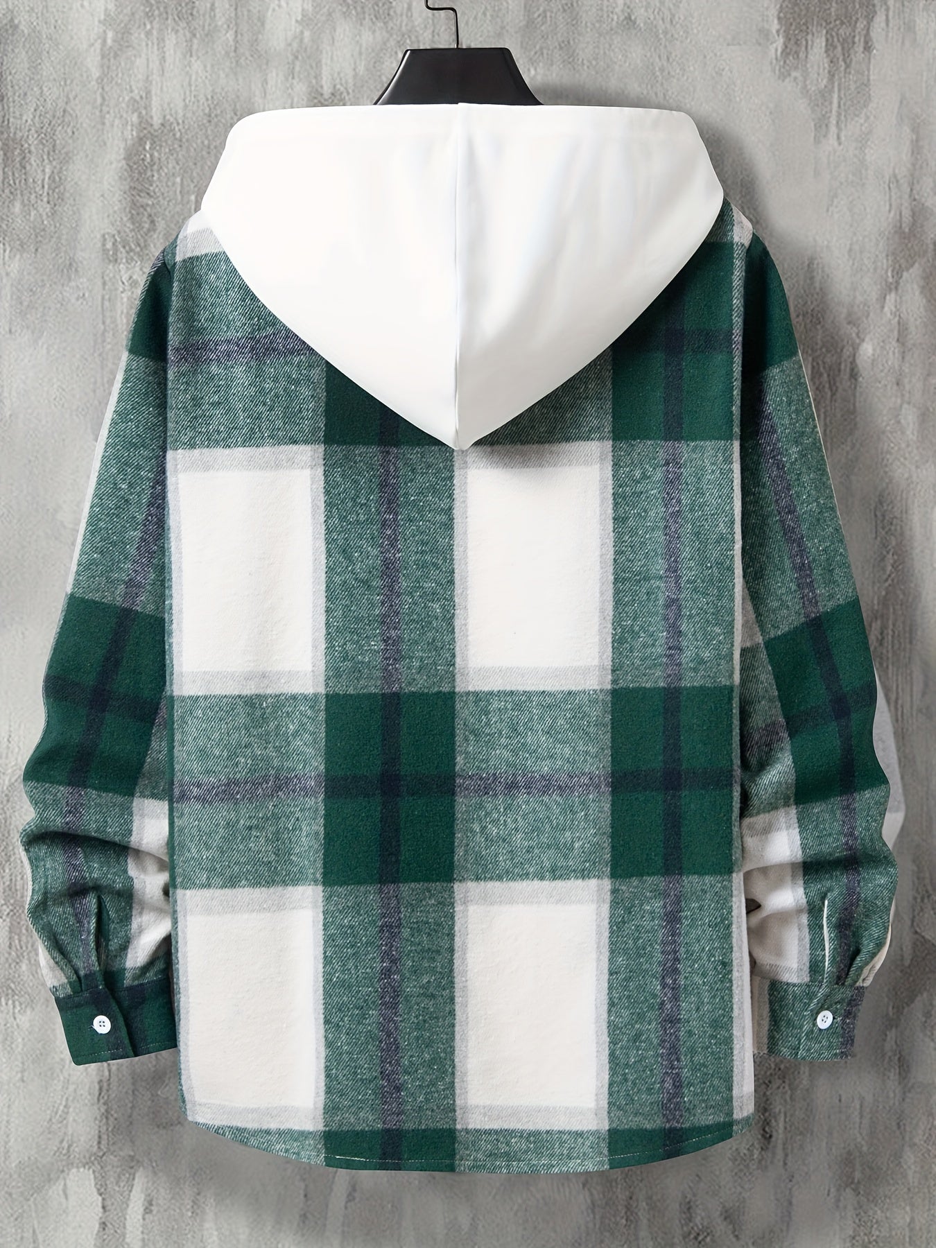 Men's Hooded Plaid Long Shirt for Autumn