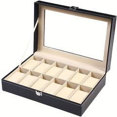 12 Slot PU Leather Watch Storage Box