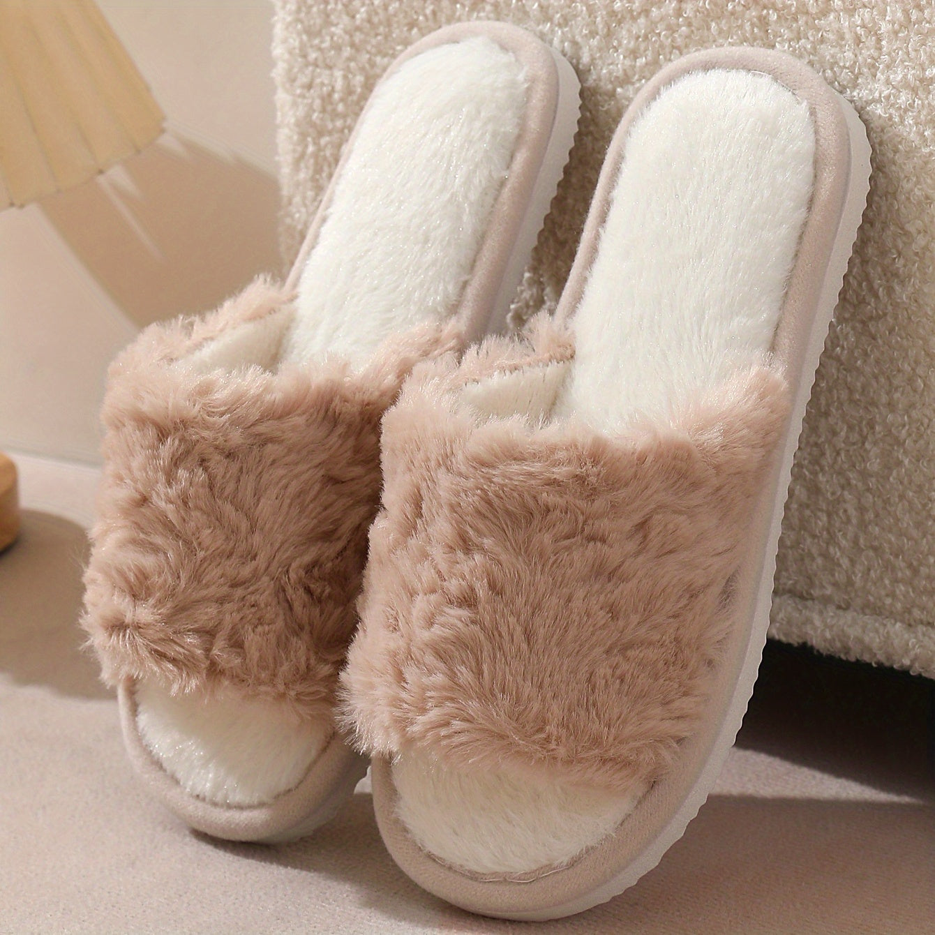 Cozy Open Toe Slippers Non-slip Indoor Comfy Shoes
