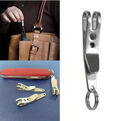 Stainless Steel Mini Pocket Clip Keychain for Outdoor Camping