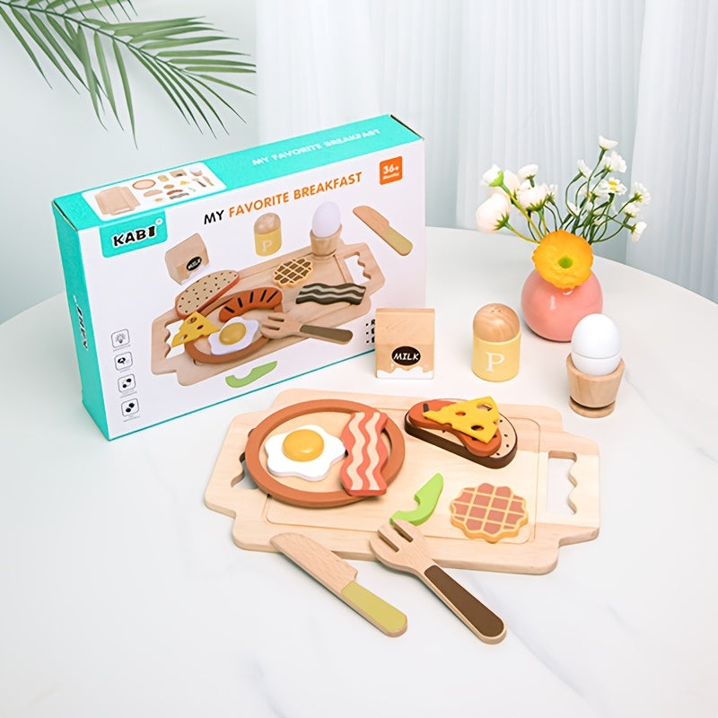 15pcs Wooden Toy Kitchen Food Set for Kids 3-6 Years
