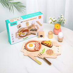 15pcs Wooden Toy Kitchen Food Set for Kids 3-6 Years