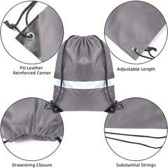 10pcs Reflective Drawstring Backpack for Sports Towel Water Cup Cosmetics
