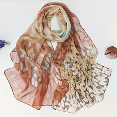 Floral Print Thin Scarf Sunscreen Shawl Silk Head Wraps
