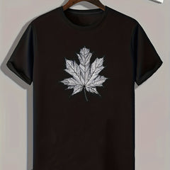 Leaf Print Graphic Tee for Men Summer Casual Comfy T-shirt