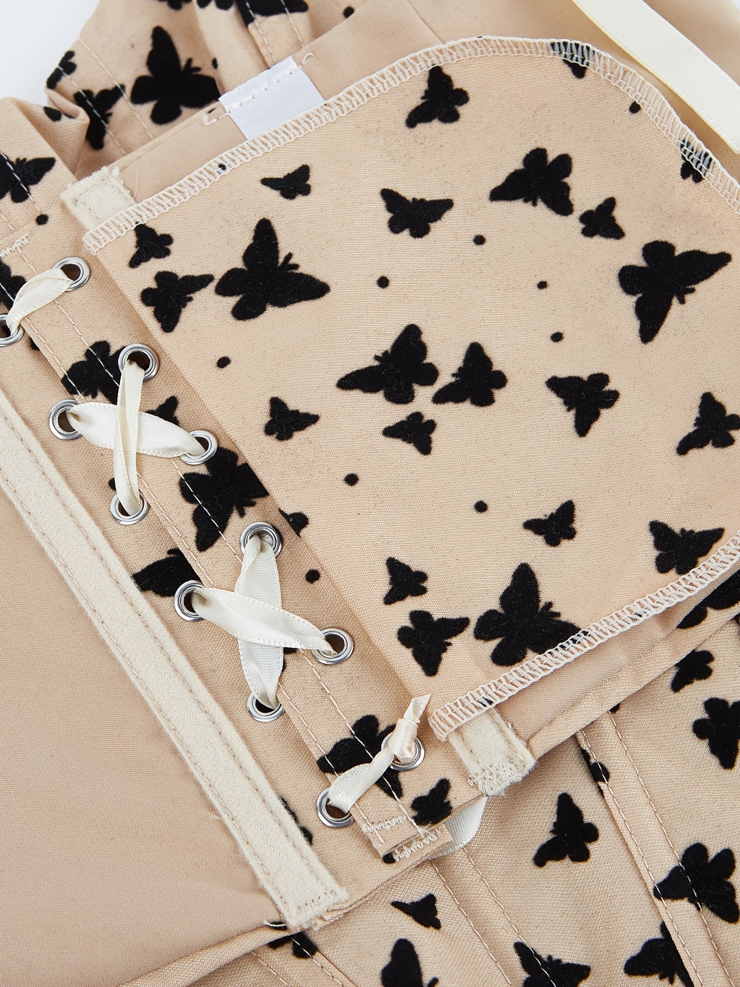 Butterfly Print Corset Bustier Tummy Control Lace Up Body Shaper