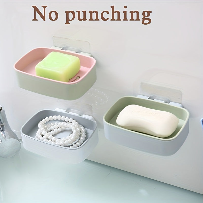Smiling Face Double Layer Soap Holder Wall Mounted Soap Dish Plastic Soap Tray