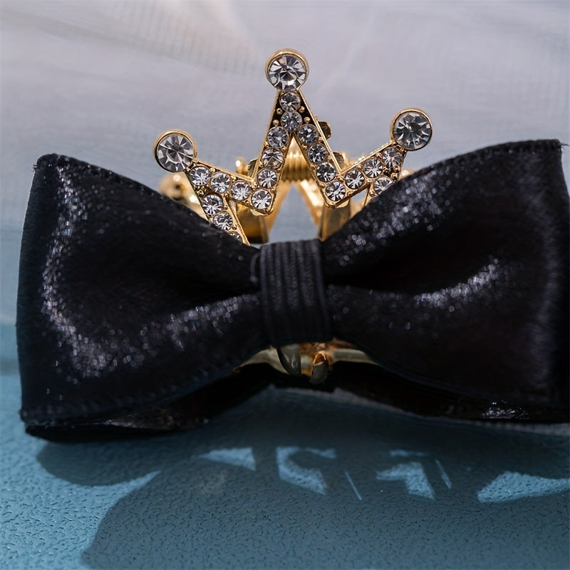 Kids Bow Crown Hair Clip Rhinestone Princess Hairpin