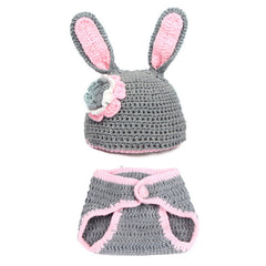 Bunny Crochet Knitted Hat Set Newborn Photography Props Infant Outfit