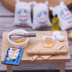 Dollhouse Kitchen Set Whisk Flour Sugar Bottles Wood Plastic DIY Decor