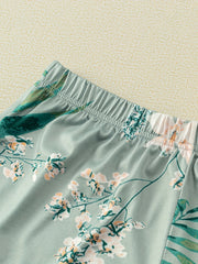 Floral Print Pajama Set V Neck Cami Top & Shorts